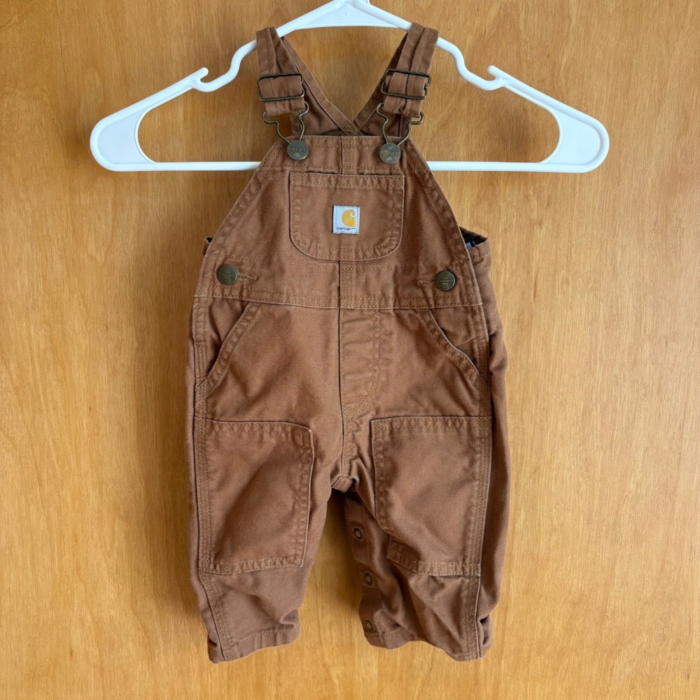 Carhartt Canvas Bib Overalls Kids 3M Brown Duck OX8609-B Adjustable Straps